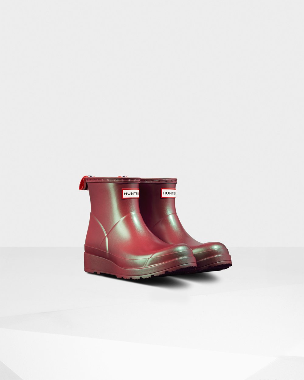 Womens Play Boots - Hunter Original Short Nebula Rain (54HOXYALC) - Pink